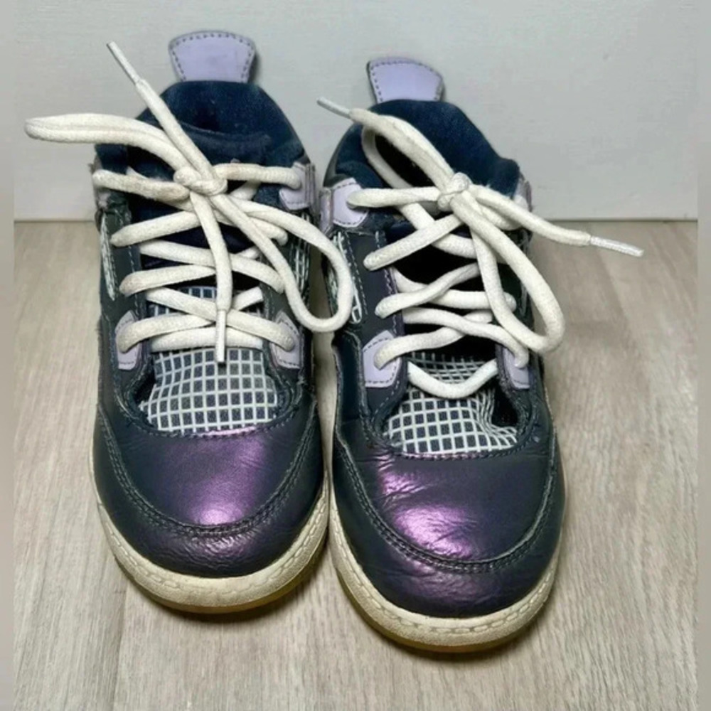 Kids Jordan 4 Retro TD Toddler Shoes Black Light Purple White Size 10C - Picture 2 of 8